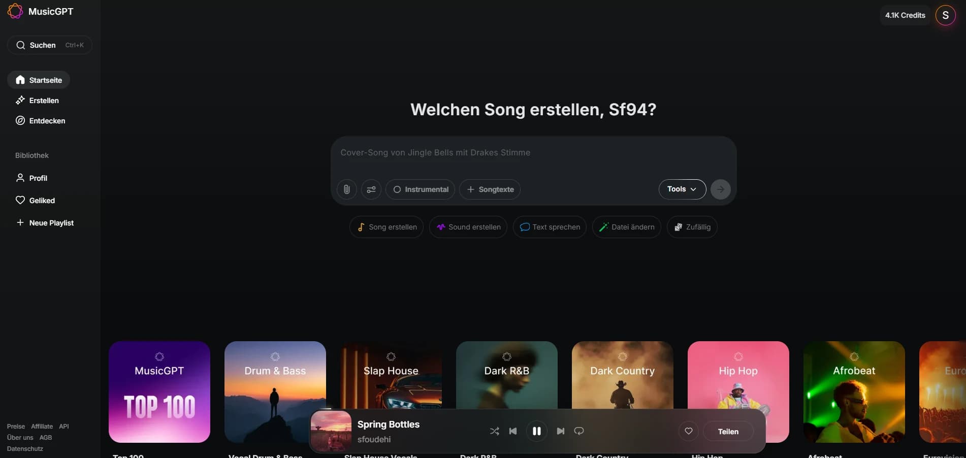 Playback and controls in MusicGPT